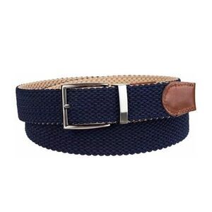 Tommy Bahama Mens Stretch Reversible Braided Belt Leather Navy Tan, L/XL 38-42